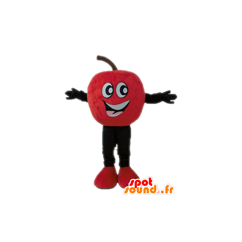 Gigante de la manzana roja y la mascota sonriendo - MASFR028662 - Mascota de la fruta