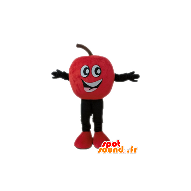 Mascotte de pomme rouge géante et souriante - MASFR028662 - Mascotte de fruits
