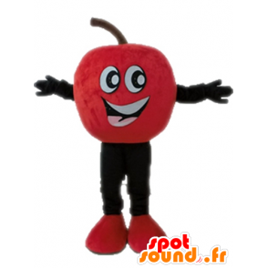 Gigante mela rossa e sorridente mascotte - MASFR028662 - Mascotte di frutta