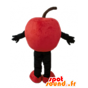 Mascotte de pomme rouge géante et souriante - MASFR028662 - Mascotte de fruits