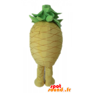 Mascot giallo e verde gigante ananas. mascotte della frutta - MASFR028663 - Mascotte di frutta