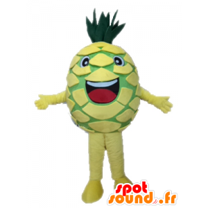 Mascotte d'ananas jaune et vert, géant. Mascotte de fruit - MASFR028666 - Mascotte de fruits