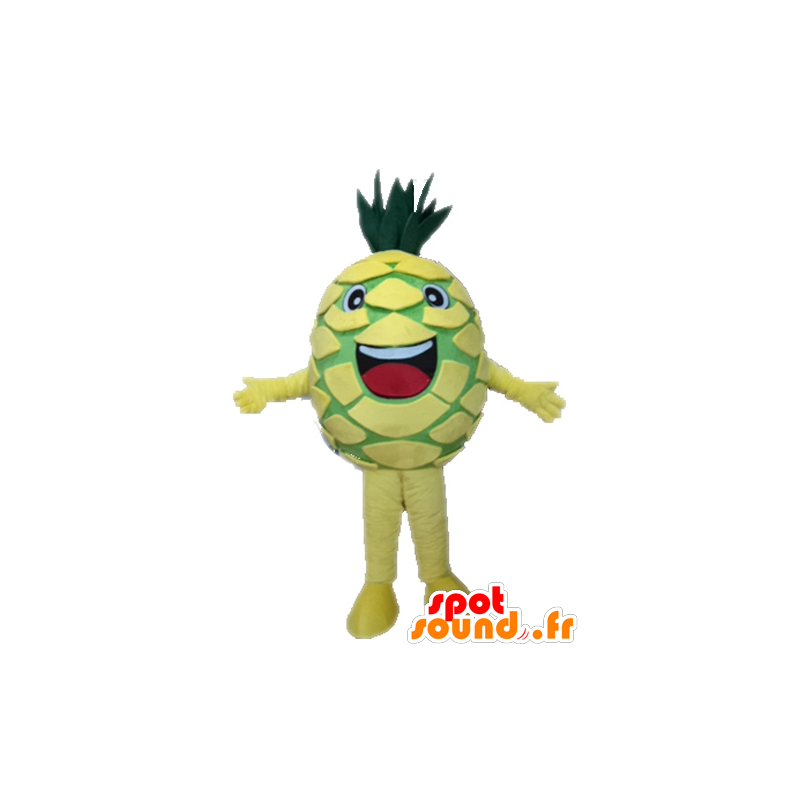 Mascot giallo e verde gigante ananas. mascotte della frutta - MASFR028666 - Mascotte di frutta