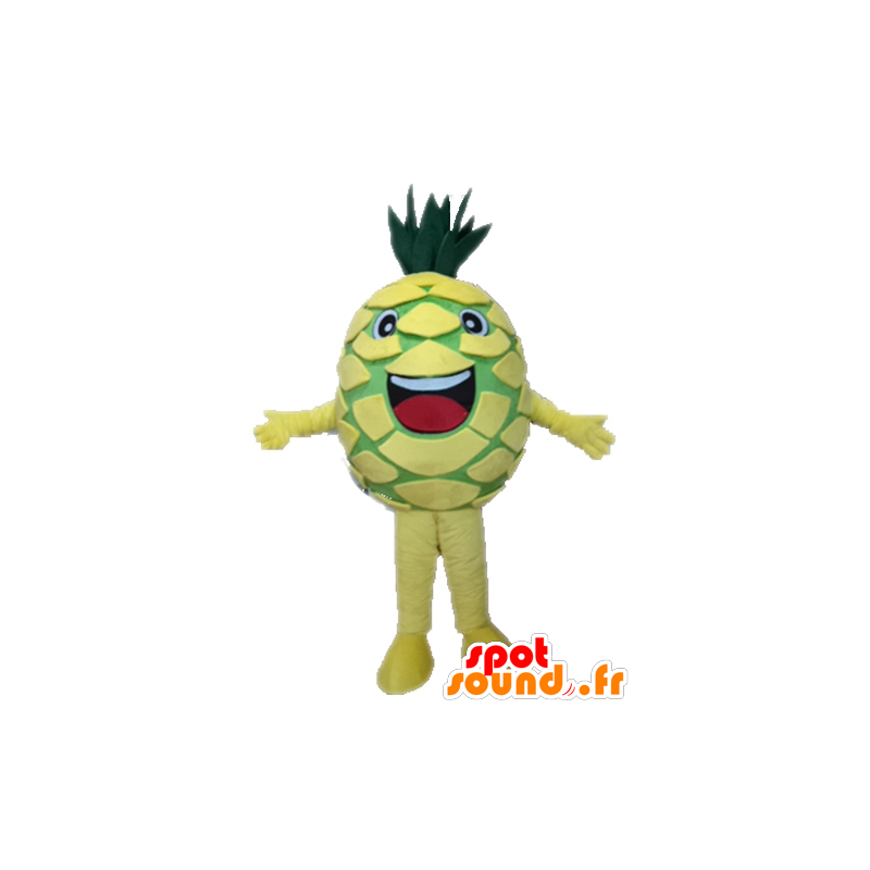 Mascot gelbe und grüne Ananas Riese. Mascot Obst - MASFR028666 - Obst-Maskottchen