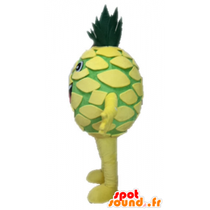 Mascotte d'ananas jaune et vert, géant. Mascotte de fruit - MASFR028666 - Mascotte de fruits