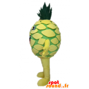Mascotte d'ananas jaune et vert, géant. Mascotte de fruit - MASFR028666 - Mascotte de fruits