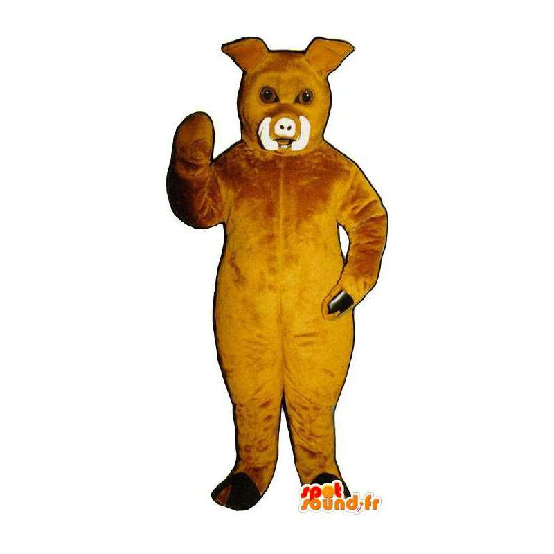 Boar mascot, yellow pig - MASFR007270 - Mascots pig