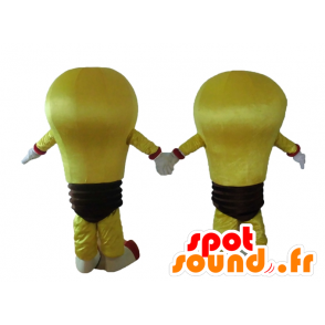 2 mascotes de lâmpadas amarelas e gigante castanho - MASFR028674 - mascotes Bulb