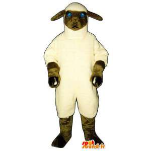 Biały i brązowy maskotka owca. owiec kostium - MASFR007272 - Maskotki owiec