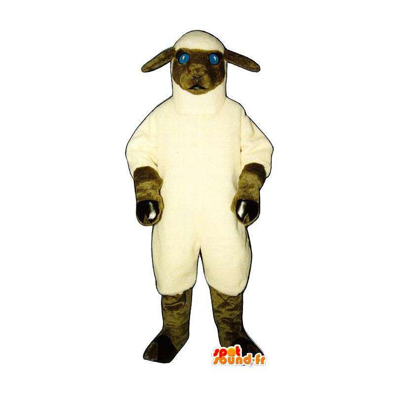 Biały i brązowy maskotka owca. owiec kostium - MASFR007272 - Maskotki owiec