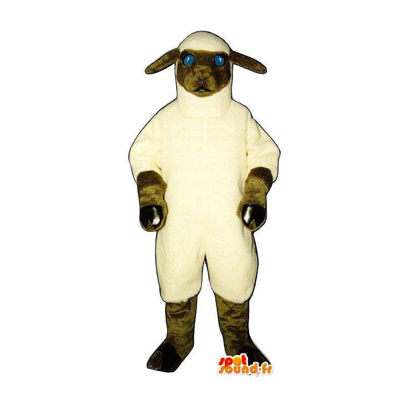 Mascotte de mouton blanc et marron. Costume de mouton - MASFR007272 - Mascottes Mouton