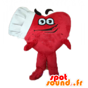 Giant red heart mascot with a toque - MASFR028679 - Valentine mascot