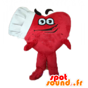 Jättiläinen punainen sydän maskotti kanssa toque - MASFR028679 - Mascotte Saint-Valentin