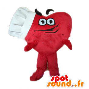 Reuze rood hart mascotte met een toque - MASFR028679 - Valentine Mascot