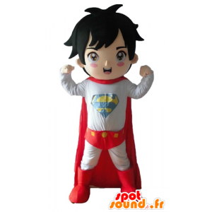 Ragazzo vestito in mascotte supereroe vestito - MASFR028680 - Mascotte del supereroe