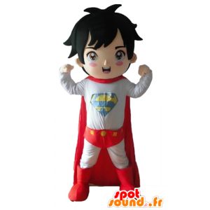 Drengemaskot klædt i superheltøj - Spotsound maskot kostume