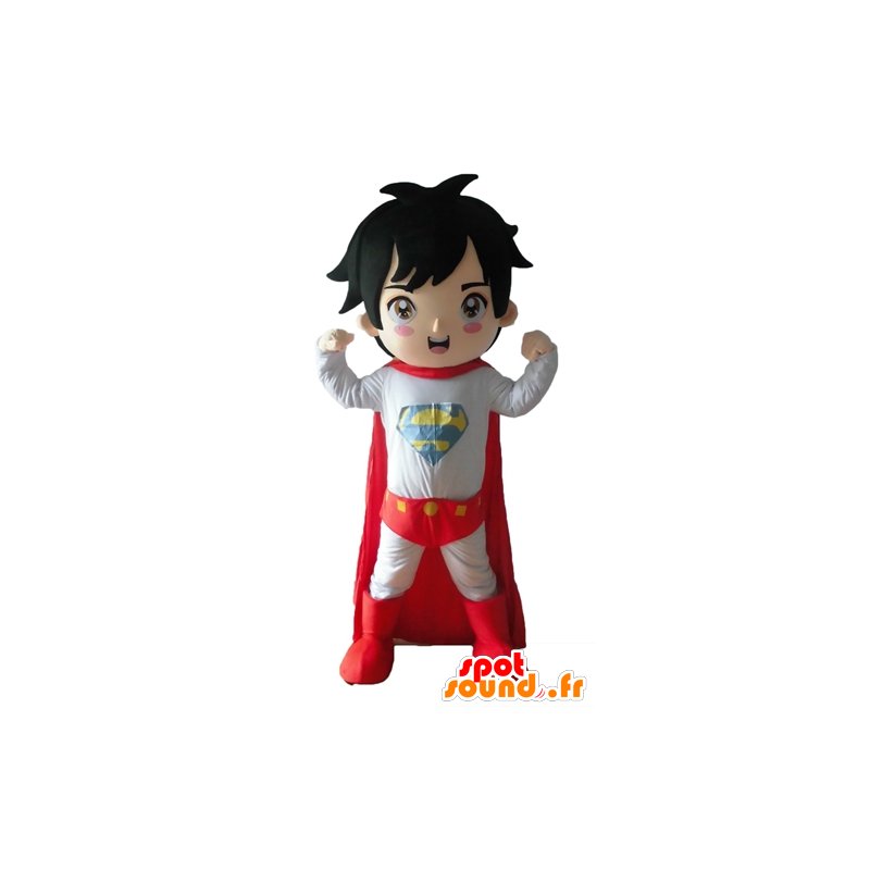 Ragazzo vestito in mascotte supereroe vestito - MASFR028680 - Mascotte del supereroe