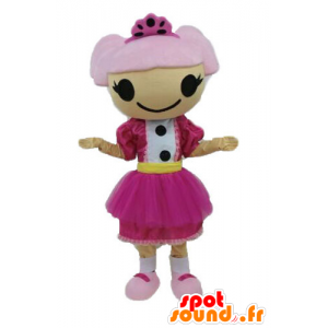 Rosa hår jente maskot. Doll Mascot - MASFR028682 - Maskoter gutter og jenter
