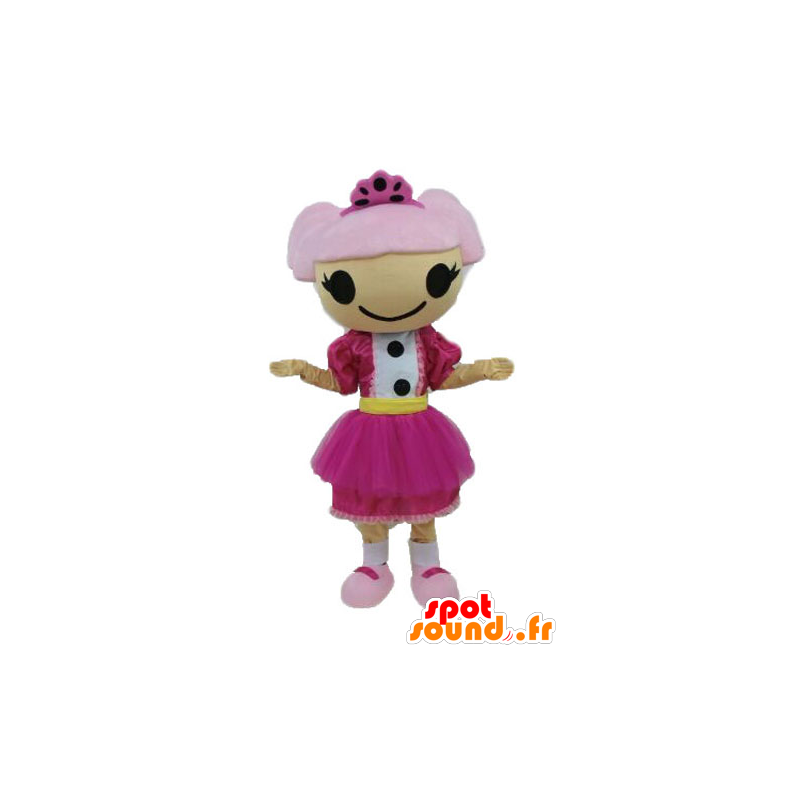 Pinkki tukka tyttö maskotti. Doll Mascot - MASFR028682 - Maskotteja Boys and Girls