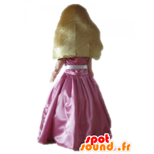 Blonde prinsessen maskot kledd i en rosa kjole - MASFR028683 - menneskelige Maskoter