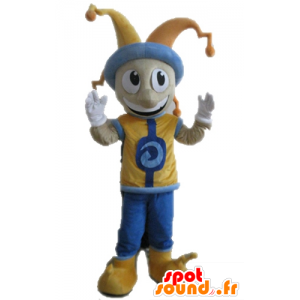 King jester maskot i färgglad outfit - Spotsound maskot