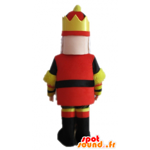 King maskot i gul, svart och röd outfit - Spotsound maskot