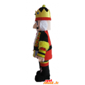 King maskot i gul, svart och röd outfit - Spotsound maskot