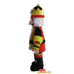 Król maskotka gospodarstwa żółty, czarny i czerwony - MASFR028686 - Maskotki człowieka