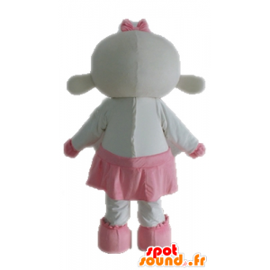 Mascotte rosa e pecore bianche. mascotte Lamb - MASFR028687 - Pecore mascotte