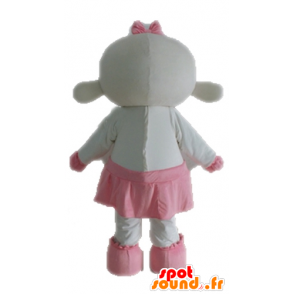 Mascotte de mouton blanc et rose. Mascotte d'agneau - MASFR028687 - Mascottes Mouton
