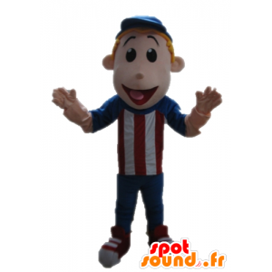 Mascot menino vestido em vermelho, branco e azul - MASFR028688 - Mascotes Boys and Girls