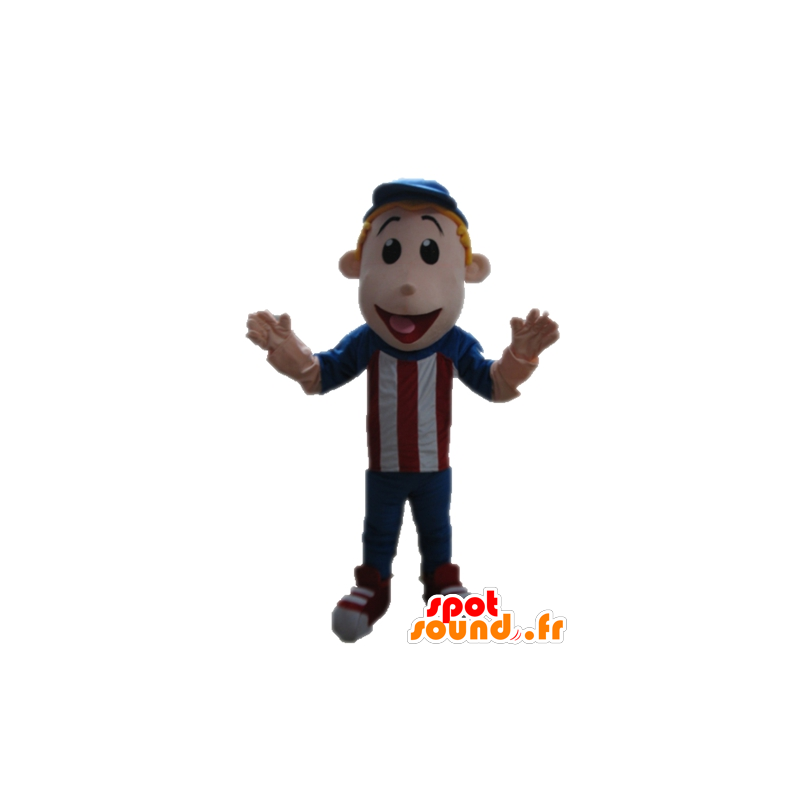 Mascotte de garçon habillé en rouge, bleu et blanc - MASFR028688 - Mascottes Garçons et Filles