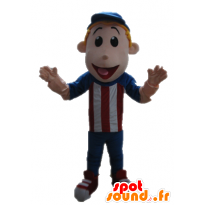 Mascot jongen gekleed in rood, wit en blauw - MASFR028688 - Mascottes Boys and Girls