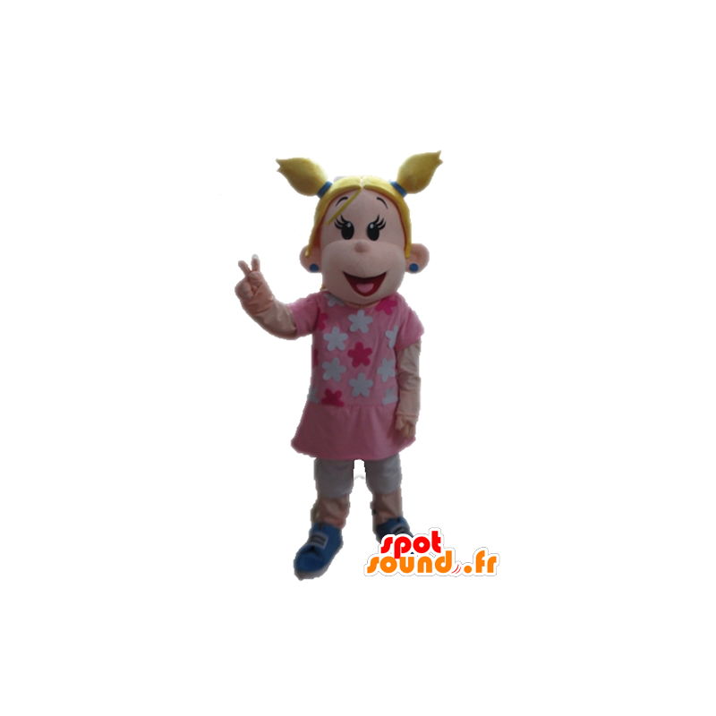 Μασκότ ξανθιά κοπέλα, ντυμένη στα ροζ - MASFR028689 - Μασκότ Αγόρια και κορίτσια