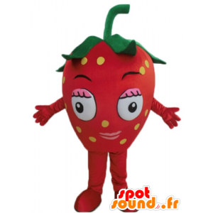 Mascot gigante rosso fragola. frutta rossa mascotte - MASFR028691 - Mascotte di frutta