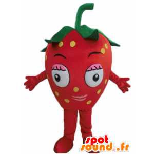 Rød jordbær maskot, kæmpe. Rød frugt maskot - Spotsound maskot