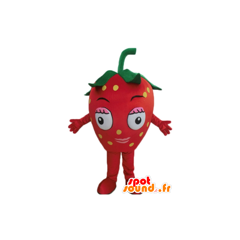 Mascot red strawberry giant. red fruit mascot - MASFR028691 - Fruit mascot