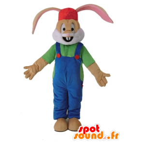 Mascotte de lapin marron habillé d'une salopette - MASFR028694 - Mascotte de lapins