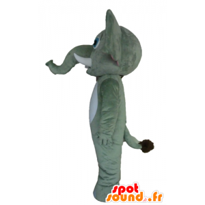 Mascotte d'éléphant gris, blanc et rose, géant - MASFR028696 - Mascottes Elephant