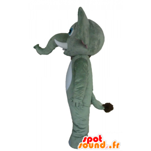 Mascotte elefante grigio, bianco e rosa, gigante - MASFR028696 - Mascotte elefante