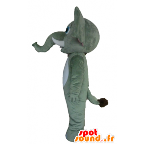 Mascot elephant gray, white and pink, giant - MASFR028696 - Elephant mascots