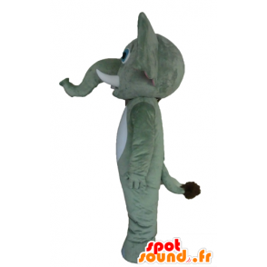 Mascot elefantti harmaa, valkoinen ja vaaleanpunainen, jättiläinen - MASFR028696 - Elephant Mascot