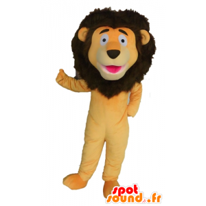 Oranje leeuw mascotte en bruine reus - MASFR028697 - Lion Mascottes