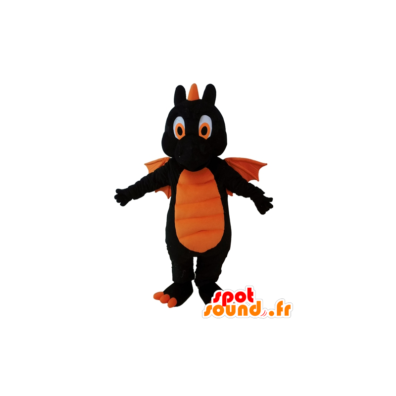 Mascotte de dragon noir et orange, géant - MASFR028698 - Mascotte de dragon