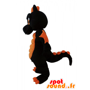 Dragão mascote preto e laranja gigante - MASFR028698 - Dragão mascote