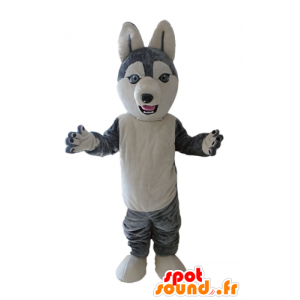 Husky Mascot. hond mascotte grijze en witte wolf - MASFR028699 - Dog Mascottes