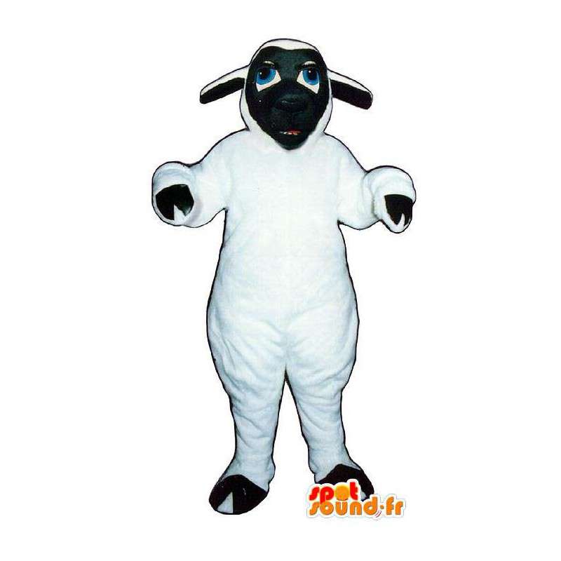 Hvid og sort fåremaskot. Lam kostume - Spotsound maskot kostume