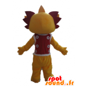 Gele en rode draak mascotte. lachende mascotte - MASFR028708 - Dragon Mascot