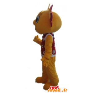 Mascotte de dragon jaune et rouge. Mascotte souriante - MASFR028708 - Mascotte de dragon