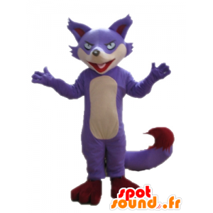 Purple fox mascot, beige and red - MASFR028709 - Mascots Fox